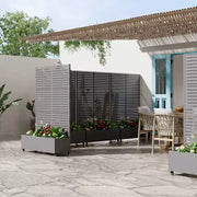 Jardinera con enrejado MAYEERTY Gris hierro, estilo clásico con persianas, 72x35x16 pulg., juego de 3 piezas