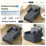 Sillón cama ajustable, convertible 3 en 1, varios colores, para 1 persona