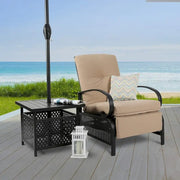 Sillón reclinable ajustable para patio con cojín - 38 (profundidad) x 26.5 (ancho) x 38.5 (alto) PULGADAS