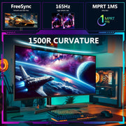 Monitor Gaming Curvo Z-Edge 34'' 3440x1440 165Hz, altura e inclinación AJUSTABLES, 1ms FreeSync, monitor ultra ancho 21:9, 1500R VA, 2xHDMI2.0, 2xDP1.4, RGB VESA 100x100mm (cable DP incluido)