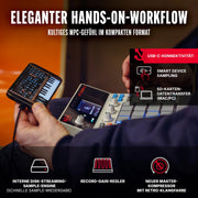 MPC Sampler MPCSAMPLE portátil, autónomo, USB-C con 16 pads, altavoz, micrófono y batería, 23,6 × 19,4 × 5 cm