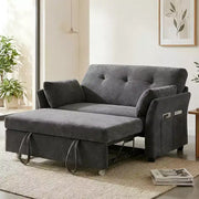 Sofá cama extraíble 3 en 1 de 51 pulgadas, sofá biplaza convertible con respaldo reclinable ajustable, sofá tapizado en chenilla, bolsillo lateral