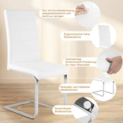 WOLTU Juego de 4 sillas de comedor, silla cantilever, silla voladiza, silla de cocina, silla tapizada, con respaldo alto, piel sintética, para comedor, mesa de comedor, cocina, sala de estar, oficina, blanco, BH378ws-4