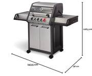 Barbacoa de gas Enders MONROE PRO 3 SIK TURBO, 3 quemadores de acero inoxidable, quemador trasero infrarrojo, PanoVision, zona turbo de 800 °C