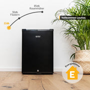 TZS First Austria - Mininevera 40L silenciosa y con cerradura - Mininevera pequeña, sentido de apertura de puerta reversible e iluminación interior - Minibar para camping, oficina, dormitorio y hotel - Negro mate