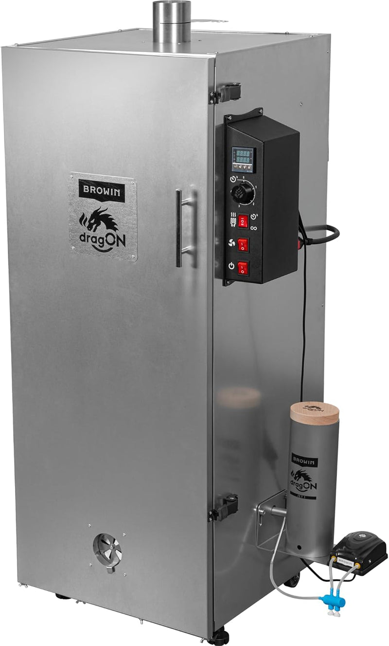Ahumador BROWIN dragON | Eléctrico | Acero | 1500W | Capacidad de 220L | 50x51x125cm | 49,1kg | Control digital | Kit de ahumado | 330350