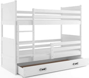 Interbeds Litera 200x90 cm Cama alta con cajón Cama litera Cama de madera de pino Cama infantil Cama juvenil con somier y protección anticaídas (blanco, 200x90)