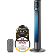 Ventilador de torre 96 cm con mando a distancia, 3 velocidades, 3 modos, oscilación, temporizador, ventilador de pie silencioso, gris frío