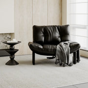 Sillón decorativo de chenilla sin brazos, tapizado, negro contemporáneo
