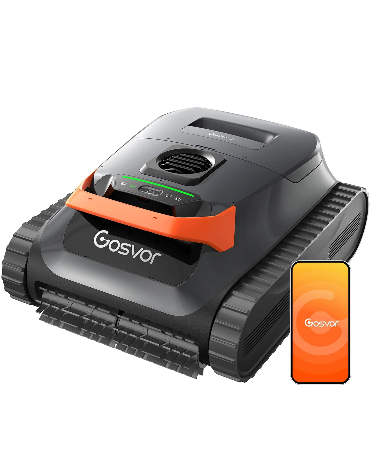 Robot limpiafondos de batería 4 en 1 Gosvor 2026 para paredes, suelo, línea de flotación y zona plana, 200 min, 6,9 kg, filtro de 3 μm, hasta 200 m², naranja