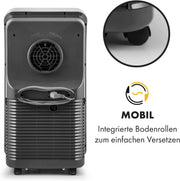 Aire acondicionado portátil Klarstein con manguera de escape, unidad 4 en 1 con ventilador, deshumidificador y modo nocturno, aire acondicionado pequeño y portátil para el hogar y la oficina, bajo consumo, 9000 BTU