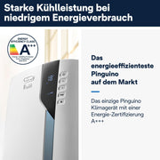 De'Longhi Pinguino PAC EL112 CST WiFi, aire acondicionado portátil con tecnología MyEcoRealFeel para habitaciones de hasta 110 m³, 11.000 BTU/h, 2,9 kW, 63 dB, función de deshumidificación, A+, control por aplicación y voz, blanco