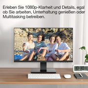 Monitor de PC para oficina KOORUI de 27 pulgadas, 75Hz VA 1080P 5ms, sin marco, HDMI, inclinación ajustable, cuidado ocular, montaje en pared VESA, negro