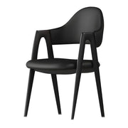 Silla de comedor con reposabrazos de cuero moderna curvada de respaldo abierto