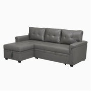 Sofá seccional reversible convertible con cama extraíble, chaise longue con almacenamiento oculto y patas duraderas