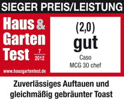 CASO MCG30 Ceramic Chef Ganador del test Haus & Garten, microondas 3 en 1 con grill + convección 2100W 30L, base de vidrio de borosilicato, función de horno hasta 200°C
