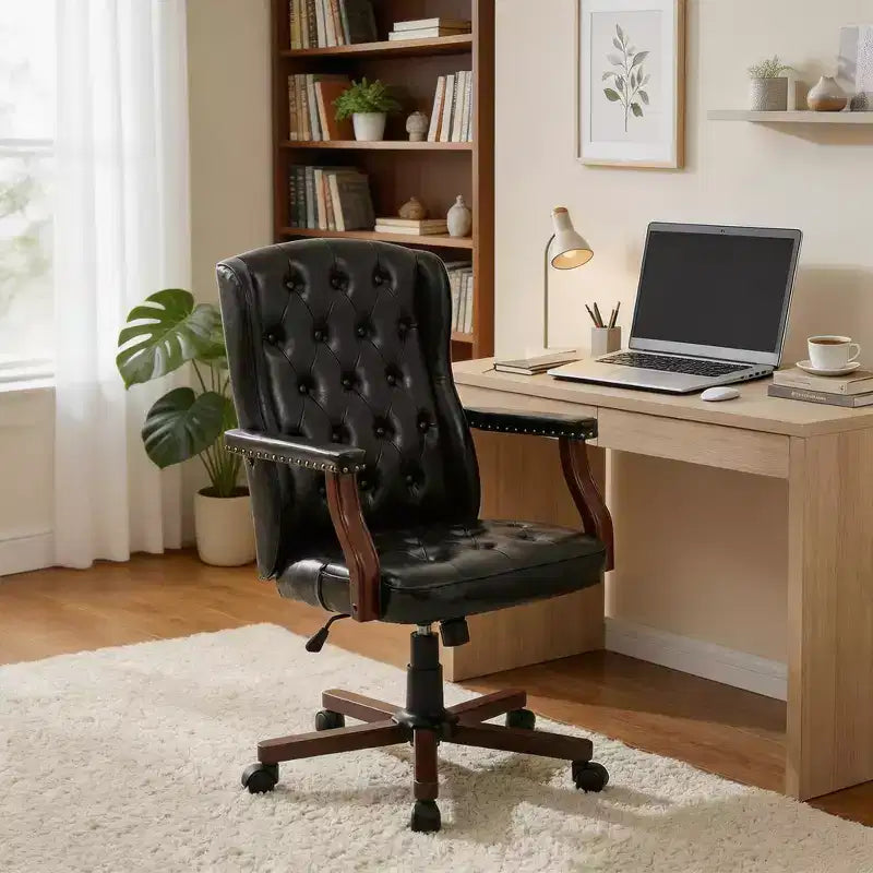 Silla de oficina ejecutiva con diseño de respaldo alado y giro para oficina en casa