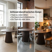ebuy24 Mesa de comedor ovalada extensible - Tokyo 2 placas adicionales Ø120 a 160/200 cm chapa de roble ahumado mesa redonda mesa de comedor mesa extensible mesa de madera mesa de cocina zona de comedor