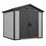 Casetas de jardín de resina 255x205x226 cm gris/beige