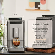 Cafetera superautomática Tchibo Esperto2 Caffè con función para 2 tazas para Caffè Crema y Espresso, Granite Black - INCLUYE set de degustación de café GRATIS