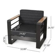 Juego de sala para exterior de 7 piezas de aluminio Giovanna con fogata de Christopher Knight Home