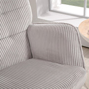 Sillón mecedora HOMCOM, butaca mecedora con tela de pana, reposabrazos, sillón acolchado con respaldo alto, patas de madera, sillón relax moderno para salón, dormitorio, hasta 120 kg, gris claro