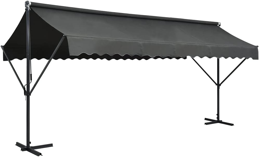 Toldo de doble pendiente Festnight 5 x 3 m, toldo retráctil para terraza, inclinación ajustable para balcones, terraza y jardín, antracita, 5 x 3 m