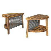 Set de sofá seccional redondo de madera de acacia para exteriores con mesa de centro, 12 plazas