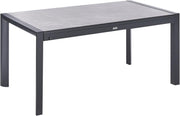 Mesa de jardín Beliani HPL efecto piedra gris rectangular 160/220x90 cm extensible con estructura de metal negra Binasco