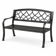 Banco de jardín de metal negro 120x60x80 cm
