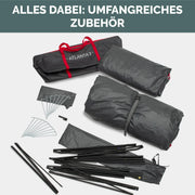 JUSTCAMP Atlanta 3, 5 o 7 personas, tienda de campaña tipo túnel con altura interior, toldo, suelo, mosquitera, impermeable, camping, festival