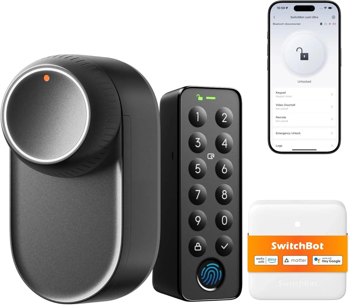 Cerradura inteligente Smart Lock Ultra con huella dactilar, teclado, código de acceso, aplicación para smartphone, compatible con Matter y batería de 9 meses