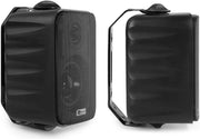 Pack de sonorización de 4 zonas Power Dynamics de 400 vatios con Bluetooth, 8 altavoces negros, reproductor MP3 USB/SD, radio FM, entradas de micrófono y mando a distancia: kit completo para multisalas y restauración.