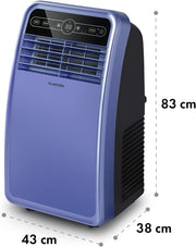 Aire acondicionado portátil Klarstein con manguera de escape, unidad 4 en 1 con ventilador, deshumidificador y modo nocturno, aire acondicionado pequeño y portátil para el hogar y la oficina, bajo consumo, 9000 BTU