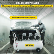 Compresseur d'air sans huile VEVOR, compresseur d'air comprimé silencieux, outil d'atelier pour réparations domestiques, gonflage de pneus (100L 2,2KW, électrovanne)