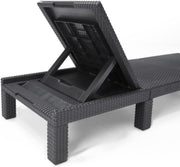 Tumbona Daytona Deluxe de Allibert by Keter para jardín, terraza y balcón con respaldo ajustable, gris, incluye cojín, tumbona de jardín de plástico, aspecto de ratán plano, 195x65x25,5 cm