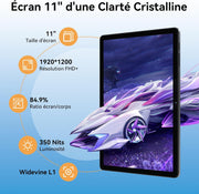 Tableta T90 con teclado y lápiz óptico - Primera tableta Android 16 del mundo, 11 pulgadas, 1920x1200 FHD+, 24 GB RAM+128 GB ROM / 2 TB TF, Octa-Core, 8000 mAh, 13 MP+5 MP, Widevine L1, Face ID