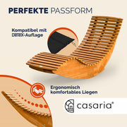 CASARIA® Juego de 2 tumbonas, incluye cojín, para 2 personas, color rojo oscuro, plegables, resistentes a la intemperie, madera, tumbona de jardín, ergonómicas, capacidad de carga de 160 kg, certificadas FSC®, tumbona basculante, balcón, 154x60 cm