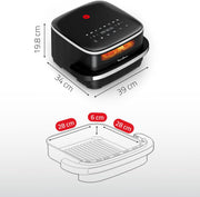 Moulinex Easy Fry XL Surface & Pizza 4L, Freidora de aire, Superficie de cocción muy grande, Compacta, Ventana de visualización, Negro, AL4018F0