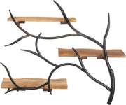 Estantería de pared Kobolo - Rama - 3 niveles - 71x20x56 cm - Hierro y madera