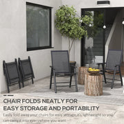 Juego de 4 sillas plegables para patio Outsunny con un diseño sencillo y elegante, cómodas para la terraza, el jardín, el patio y para viajar.