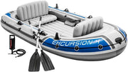Set de bote inflable Intex Excursion 4 - 315 x 165 x 43 cm - 3 piezas - Gris / Azul