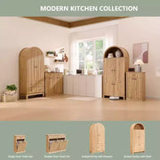Despensa de cocina alta arqueada de 71", armario de almacenamiento moderno con 3 estantes ajustables, 6 estantes en la puerta, para cocina, sala de estar