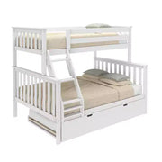 Litera de madera maciza Max & Lily, individual sobre matrimonial con nido de almacenamiento y escalera para niños
