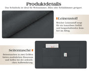 Sofá cama 3 en 1 LUXOAK 186 x 122 cm, gris, respaldo ajustable, acolchado cómodo de 12 cm, estructura de madera maciza y metal