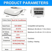 Aire acondicionado para vehículos recreativos, 6142 BTU, aire acondicionado de techo para RV con calefacción y refrigeración, para camiones, campers, autocaravanas, caravanas, remolques y casas rodantes