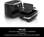Freidora de aire NINJA Foodi FlexDrawer, zona dual con divisor extraíble, cajón grande de 10,4 L, 7 en 1, zona doble, sin aceite, piezas antiadherentes aptas para lavavajillas, negro AF500EU