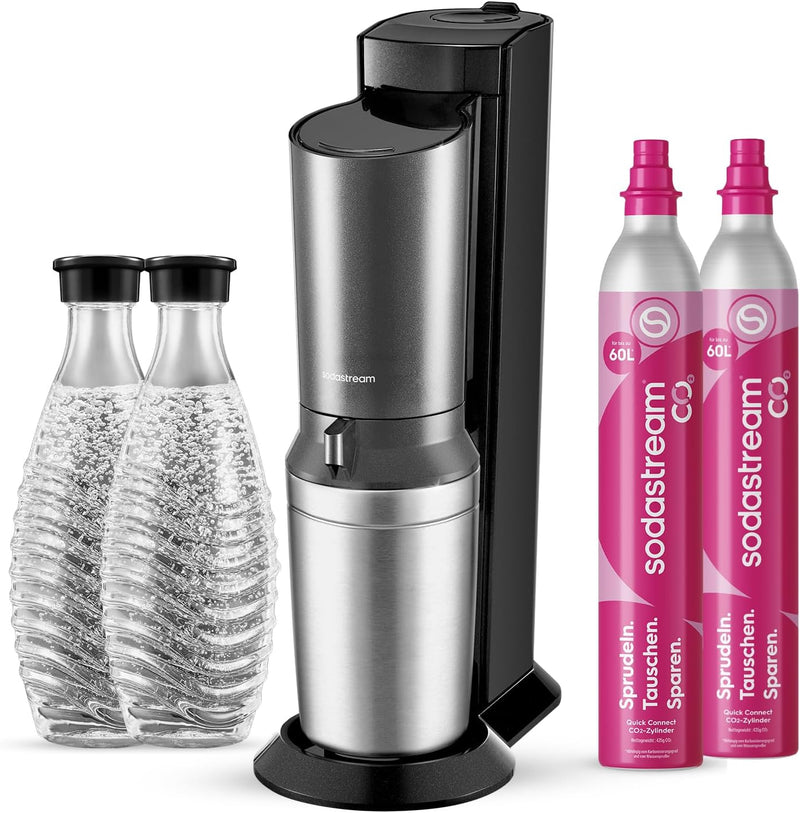 Máquina de agua con gas SodaStream Crystal 3.0 con 2 cilindros de CO2 Quick-Connect y 2 jarras de cristal