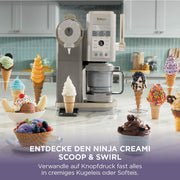 Heladera Ninja CREAMi Scoop & Swirl con 2 recipientes, 13 funciones, para helados, helado suave, gelato, sorbetes, batidos y más, con función Mix-In, Stone Gold NC701EUSTGD