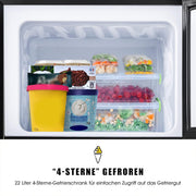 Refrigerador con congelador Merax, combinación frigorífico-congelador, frigorífico pequeño con 51L y congelador de 21L, silencioso, LED, estantes de vidrio, cajón para verduras, estantes en la puerta, para cocina, sala de estar, oficina, negro